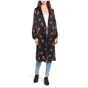 LUSH TIE FRONT FLORAL PRINT DUSTER